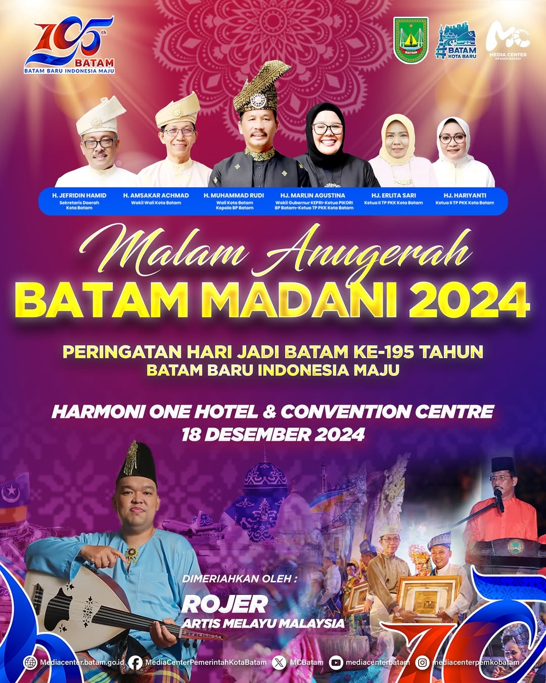 Malam Anugerah Batam Madani 2024, dalam rangka Peringatan Hari Jadi ...